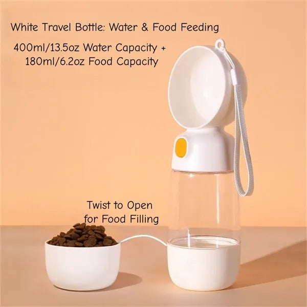 2-in-1 Pet Water Food Bottle Portable Leakproof