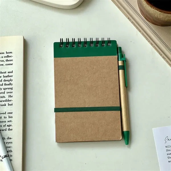 Kraft Top-Flip Spiral Notebook 3.5x5.5" With Ballpoint Pen