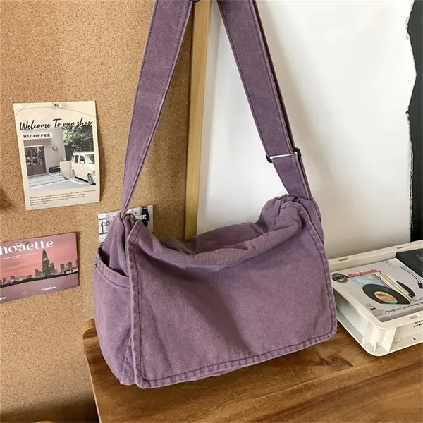 Canvas Messenger Bag Multi Color Casual Adjustable Strap