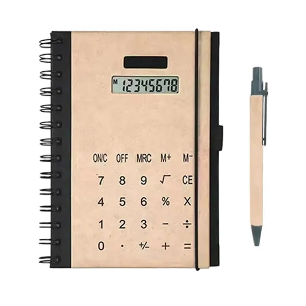 Kraft Paper Notebook With Solar Powered Calculator