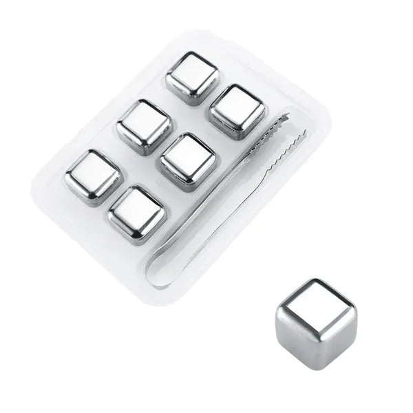 6 Grains 304 Stainless Steel Ice Block Set With Case, Clips