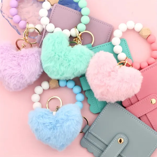 Cute Beaded Card Holder Keychain