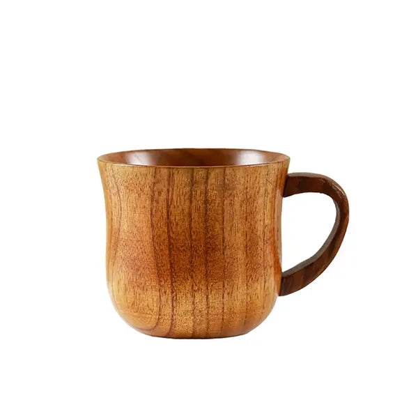 Solid Jujube Wood Mug with Heat-Resistant Handle