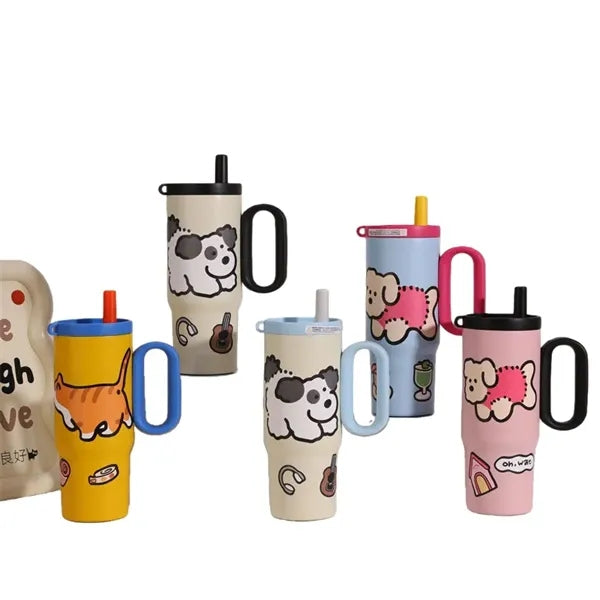 25 oz Stainless Steel Insulated Tumbler with Handle & Straw