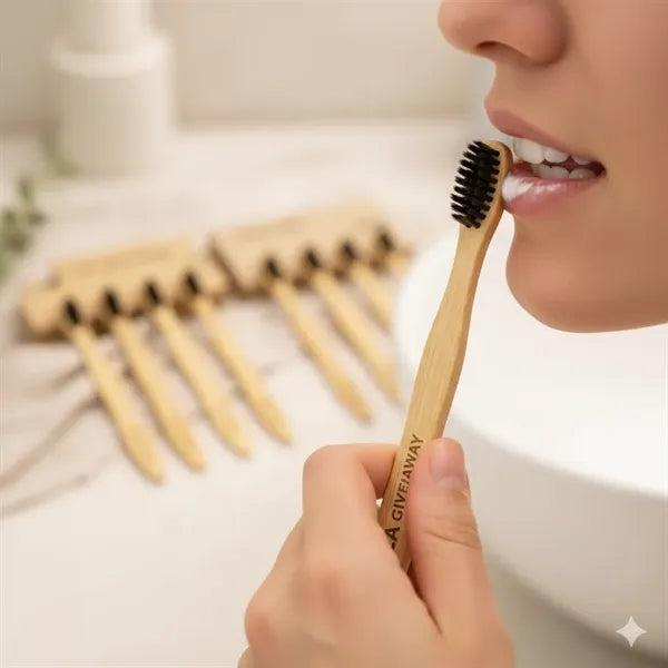 Logo bamboo toothbrush with organic bristles