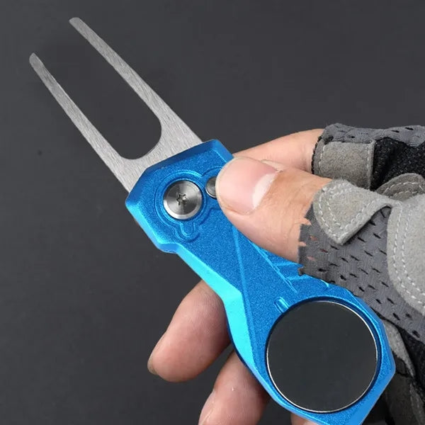 Foldable Golf Divot Tool with Ball Marker