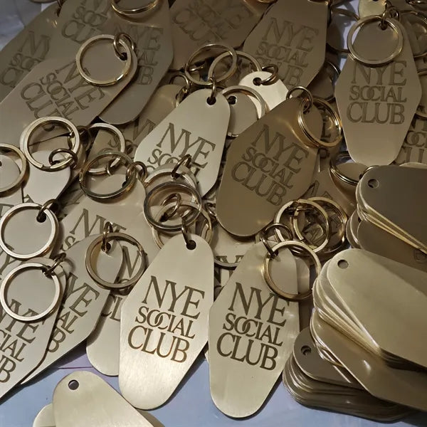 Durable Brushed Brass Vintage Style Hotel Key Tag Fob