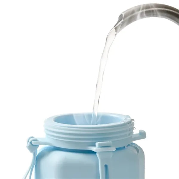 20 oz Silicone Collapsible Water Bottle with Carry Strap