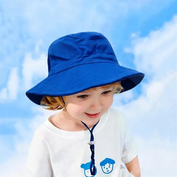 Kids Wide Brim Bucket Hat With Adjustable Strap