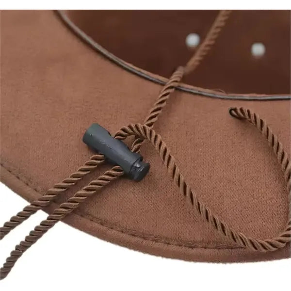 Western Cowboy Hat with Wide Brim Suede Casual Sun Cap Retro