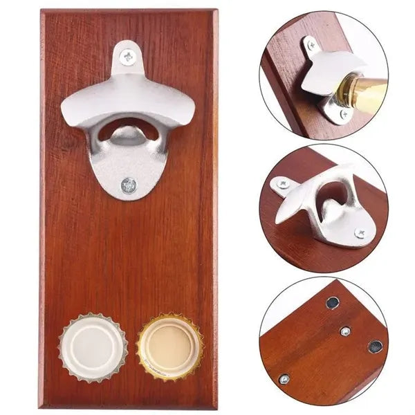 Wooden Wall Mounted Bottle Opener