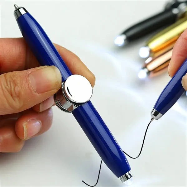 Practical metal fidget spinner ballpoint pen with LED light
