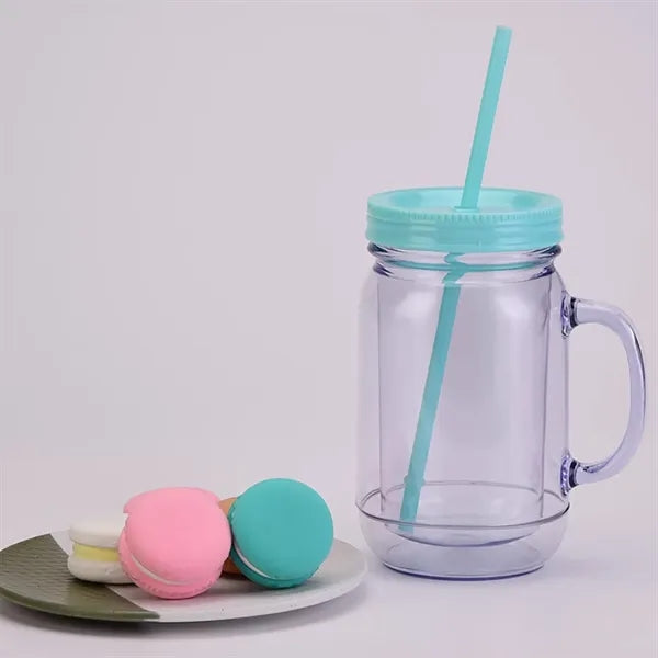 22oz Double Wall Mason Jar w/ Straw
