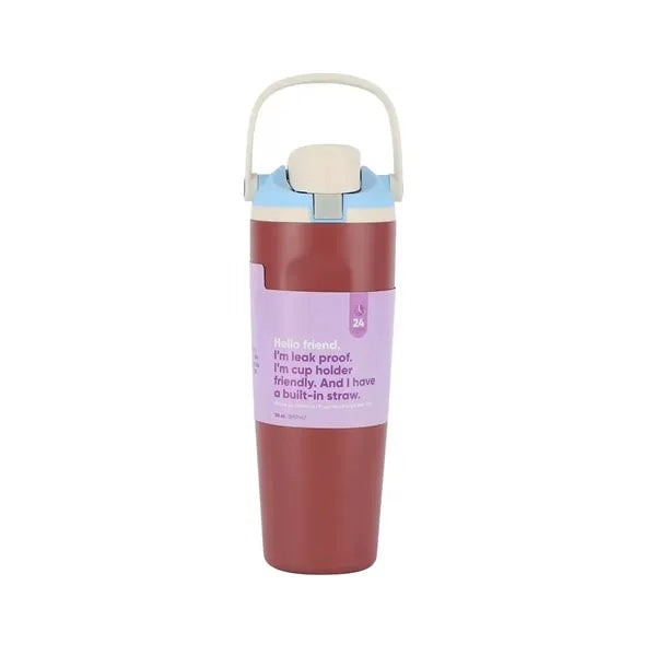 30oz Stainless Steel Dual-Lid Sports Water Bottle