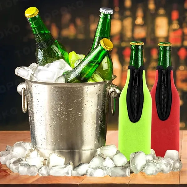 Insulated Zipper Beer Bottle Cooler Sleeve