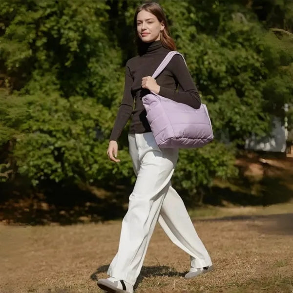 Lightweight Puffy Tote Bag with Compartments for Travel