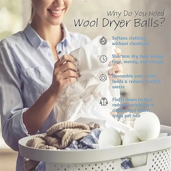 6-pack Anti-tangle Dryer Wool Balls
