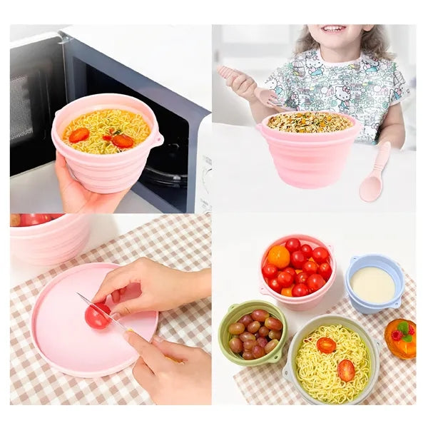 17OZ Silicone Folding Lunch Box Bowl with Lids