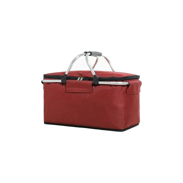 Fabric Picnic Basket With Foldable Frame For Outdoor Use