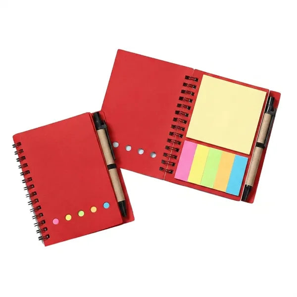 Spiral Kraft Notepad with Sticky Notes and Pen