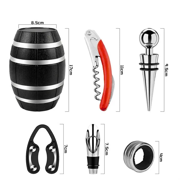 Barrel-shaped red wine opener set