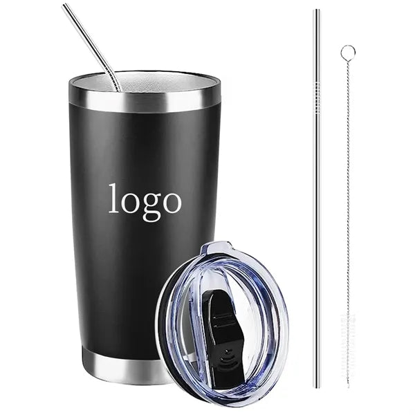 20oz Insulated Tumbler with Straw and Lid Keeps Drinks Hot