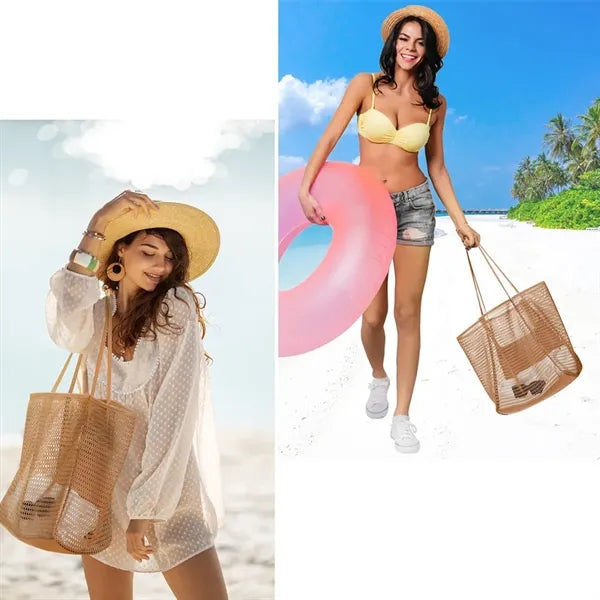 Foldable Breathable Mesh Beach Tote Bag