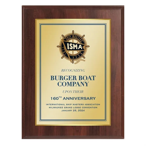 7" x 9" Cherry Finish Sublimated Plaque and Back Plate