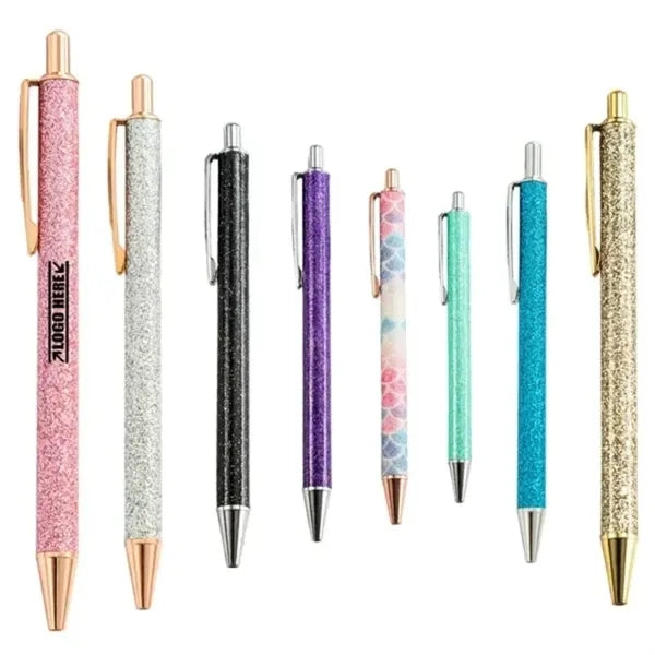 Sparkly PU Leather Metal Click Pen