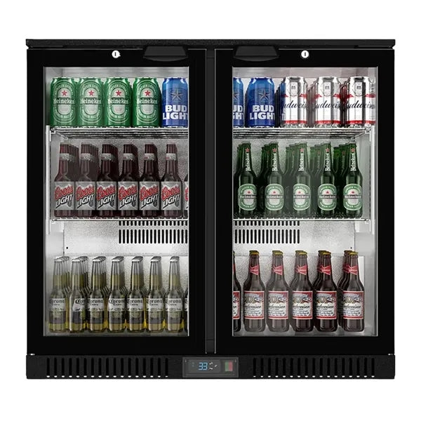 210L 2-Door Back Bar Fridge Cooler Swing Door