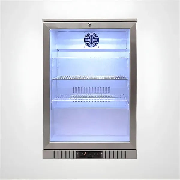 130L Stainless Steel Glass Door Refrigerator