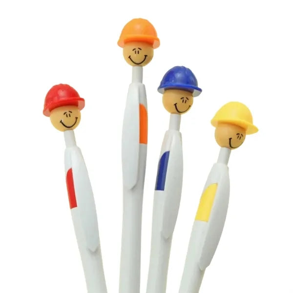 Smiley Face Safety Helmet Click Ballpoint Pens