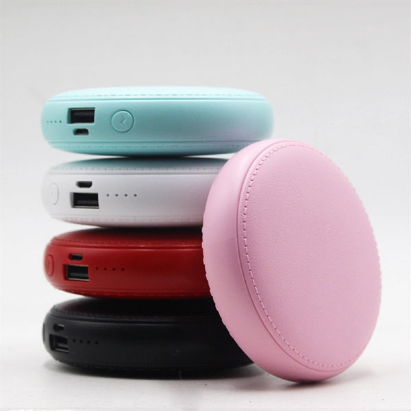 6000 mA Round Leather Grain Power Bank