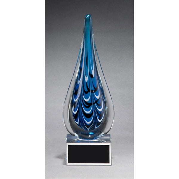 Teardrop shaped art glass award 3 x 10