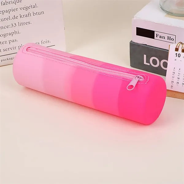 Simple Colorful Round Silicone Pencil Case