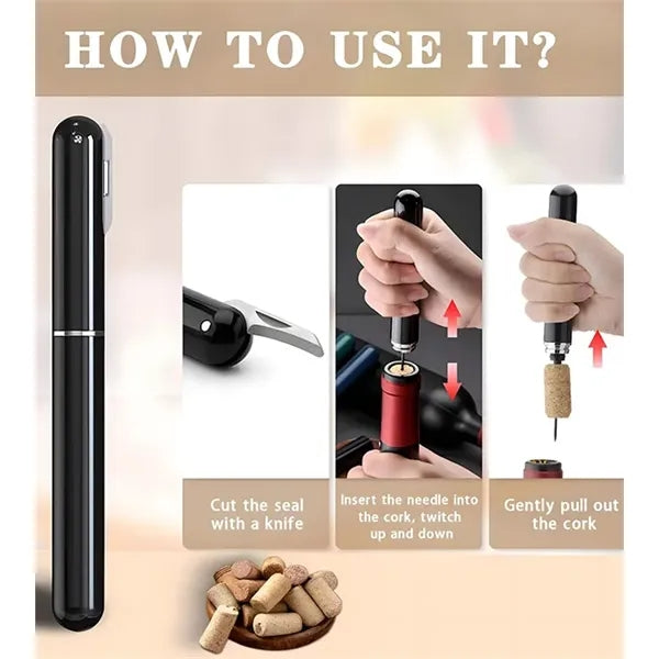 2 In 1 Pen Shaped Air Pump Wine Bottle Opener
