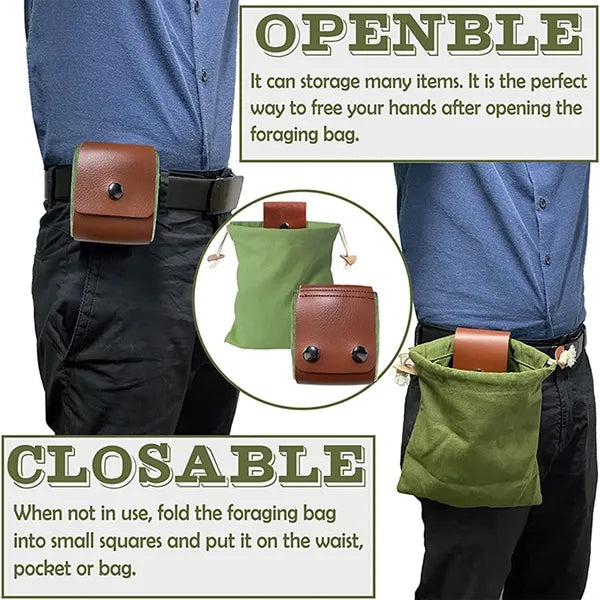 Foldable Leather Foraging Bag