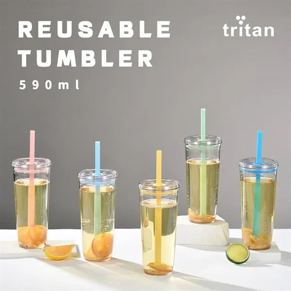 20oz. Single Layer Tritan Straw Cup Lightweight Bottle