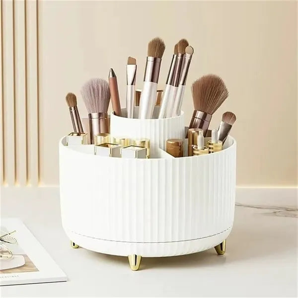 360 Rotating Makeup Brush Holder with Storage Countertop