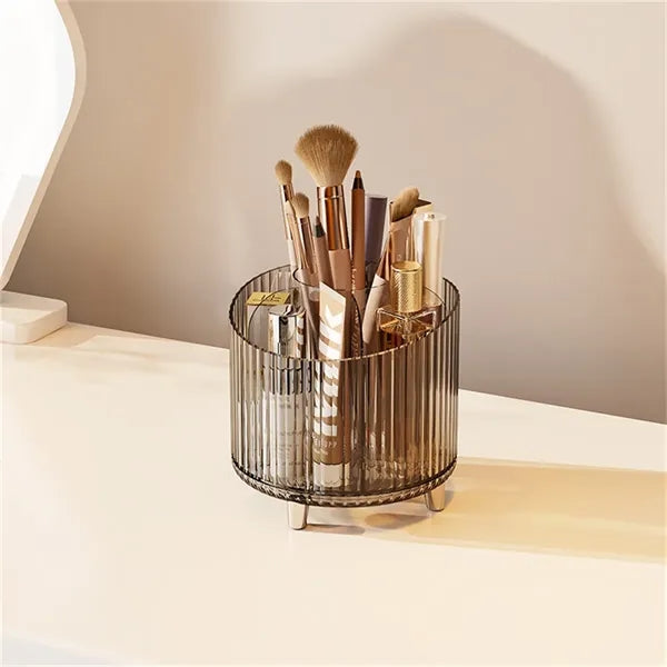 360 Rotating Makeup Brush Holder Open Design Vanity Organize