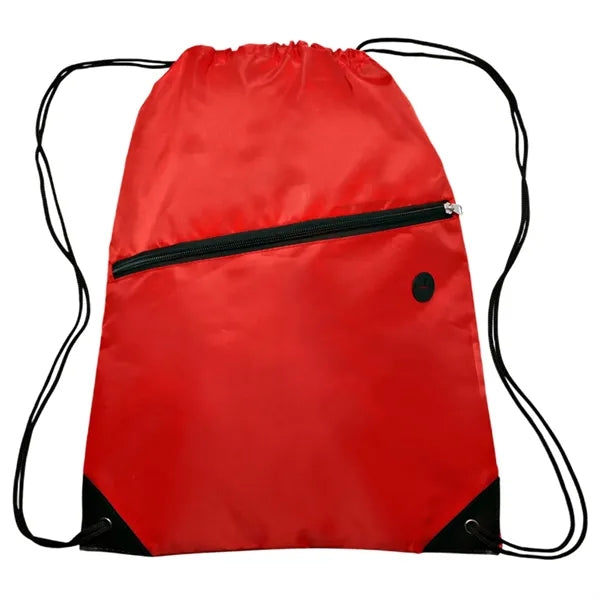 Drawstring Sports Bag with Front Zipper Pocket & Earphone Sl