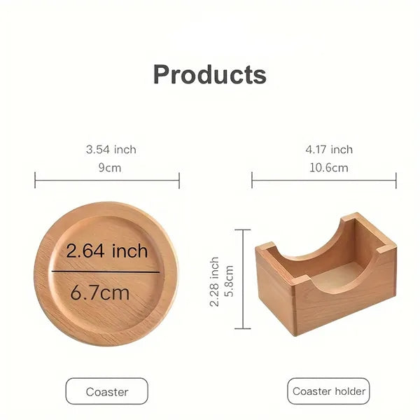6 Piece Bamboo Coaster Set w/Coaster Stand