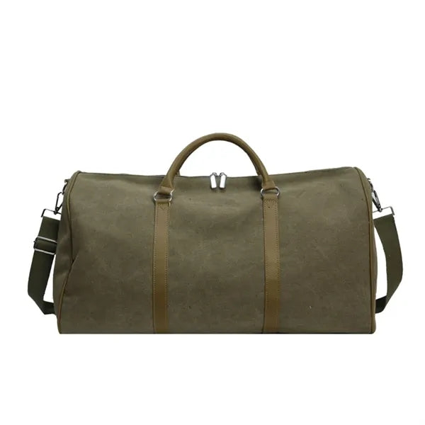 Canvas Duffle Bag with Leather Handles for Travel Weekend