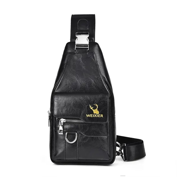 Stylish Leather Shoulder Bag With Multiple Compartments