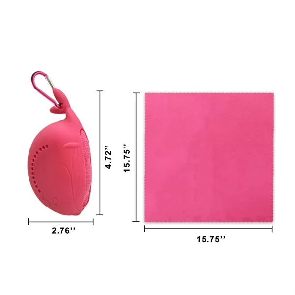 Microfiber Sports Towel with Whale Silicone Sleeve