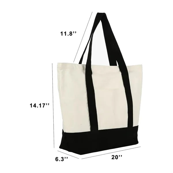 Canvas Tote Bag with an External Pocket