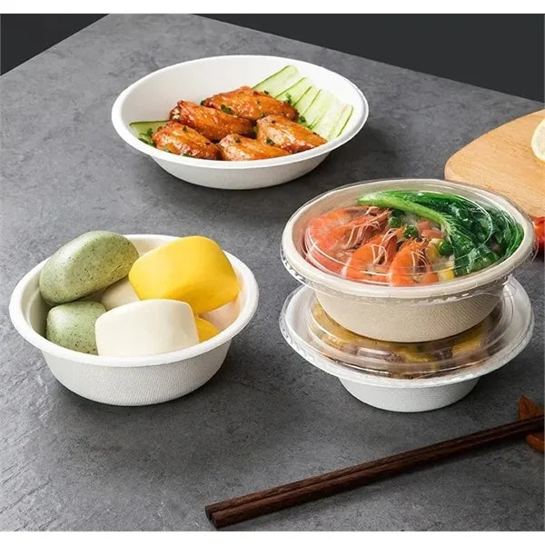 Small Round Biodegradable Bagasse 12Oz Food Bowl