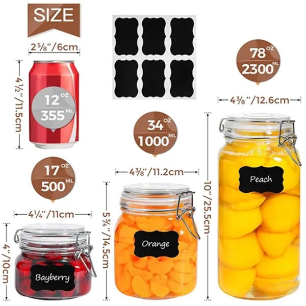 78oz Clear Glass Food Storage Jar with Airtight Lid