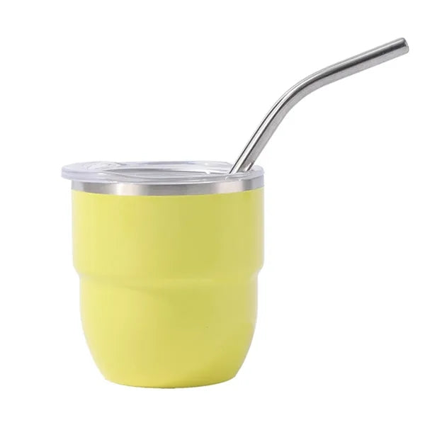 4oz Mini Stainless Steel Cup with Straw and Clear Lid