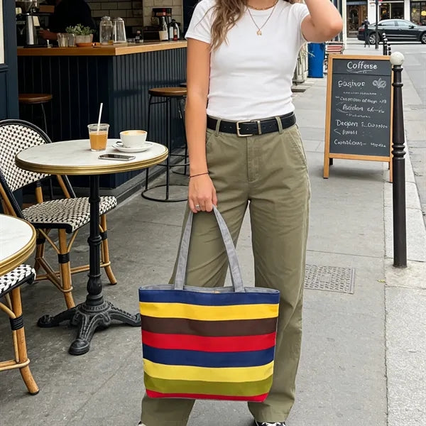 Full Color Large Canvas Shopping Tote Bag 17"x11.8"x3.5"